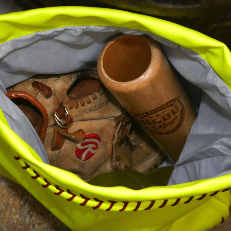 Softball Drawstring Tote Bag Open