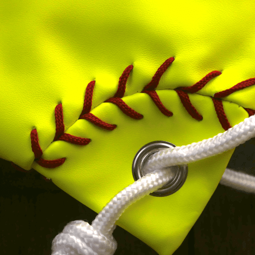 Softball Drawstring Tote Bag Stitching