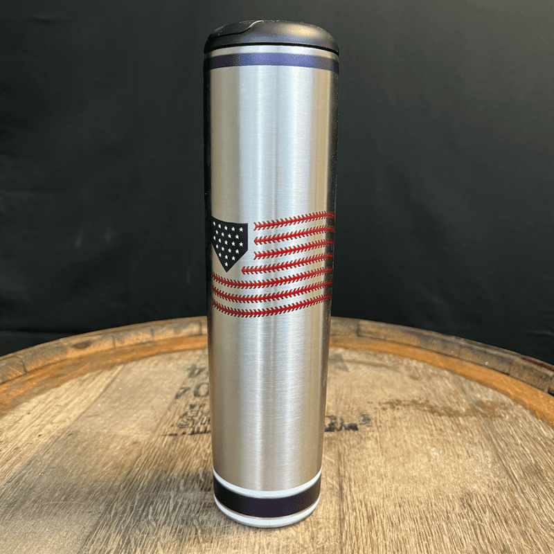 Stars and stitches baseball flag USA metal dugout mug