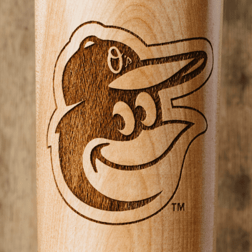 baseball bat mug baltimore orioles bird close up