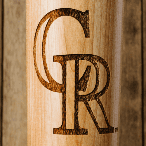 baseball bat mug colorado rockies CR close up