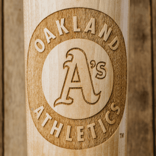 baseball bat mug oakland athletics circle close up