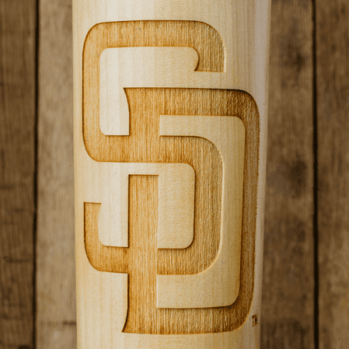 baseball bat mug san diego padres SD close up