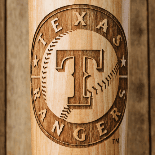 baseball bat mug texas rangers circle close up